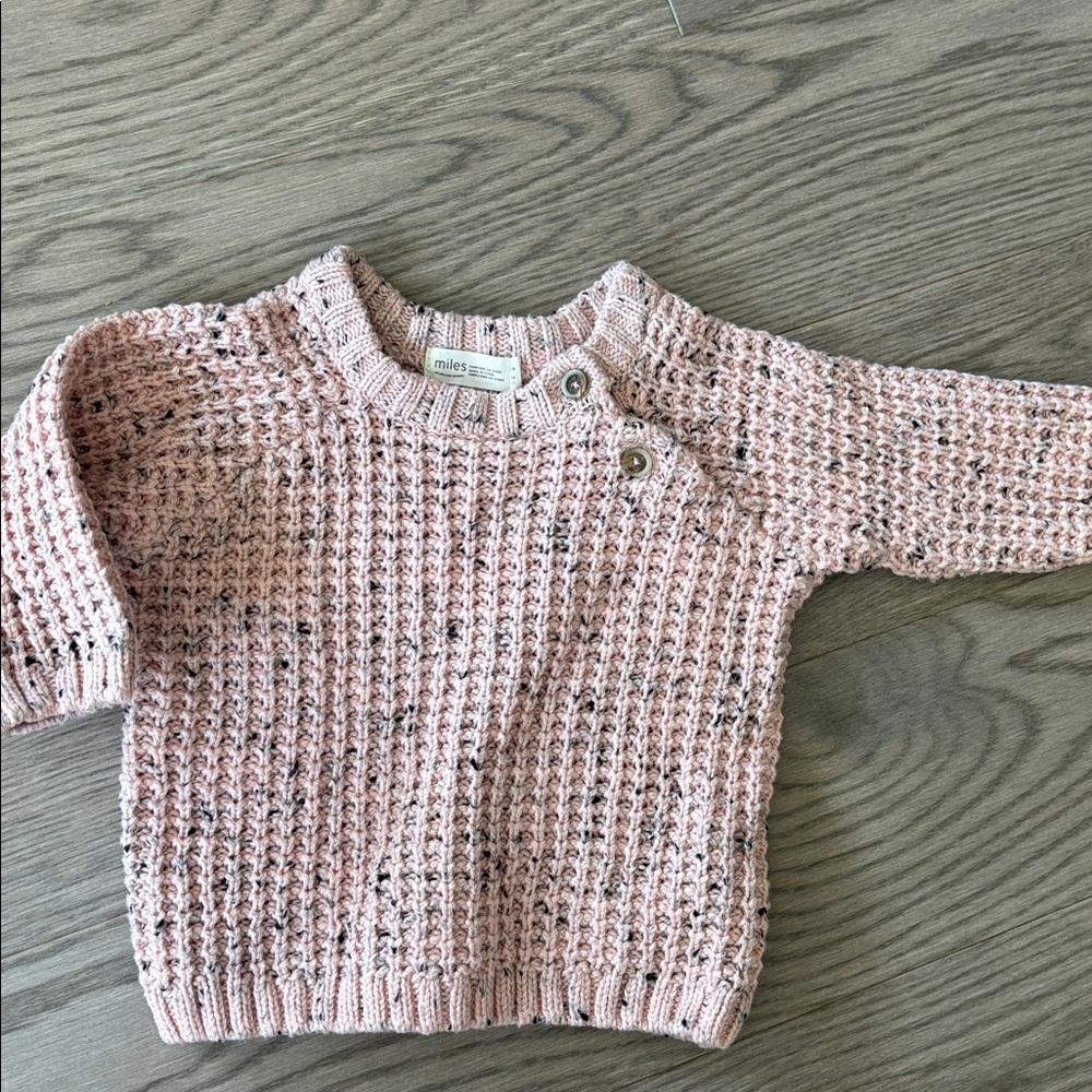 Miles Baby Pink Knit Sweater | 3-6m
